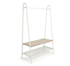 Habitat Turner Double Clothes Rail - White | Metal Garment Hanging Storage Stand