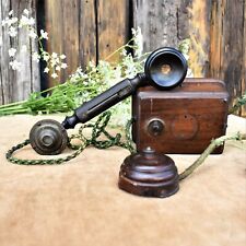 Antique Rare Operators Wooden Box Bakelite Switch Brass Handset Telephone Prop