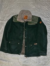 JAHTI JAKT Wool Hunting Jacket L–XL Green Leather Trim FINLAND Shooting coat