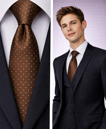 Brown men tie polka - brown, dot
