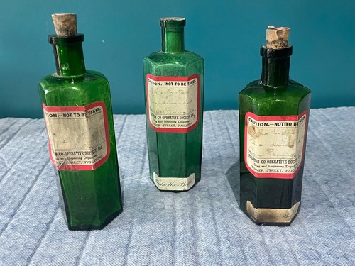 Antique green glass apothecary - antique,
