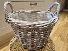 Wicker White Washed Plant Pot