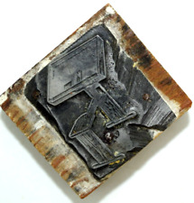 Vintage Metal Wood Antique School Desk and Chair Stamp - Education Teacher (G)