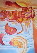 Original Signed Red Abstract