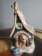 Blue Sky Heather Goldminc Christmas Dog Kisses and Kibble Doghouse Candle Holder
