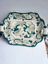 Green and White oblong Masons ironstone Chartreuse serving plate/platter