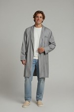 Calvin Klein Grey Striped Cotton Robe Dressing Gown S/M Loungewear Vintage