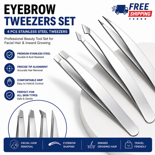 4pcs eyebrow tweezers set - 4pcs,