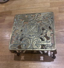 Victorian antique brass trivet - victorian,