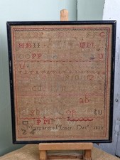 Antique 19th Century Alphabet Needlework Sampler 1832 Framed Margaret Moser