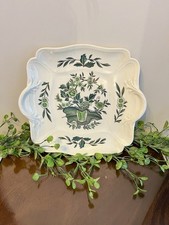 Wedgewood Green Leaf Square Queens Shape Cake Serving Plate Mid Century
