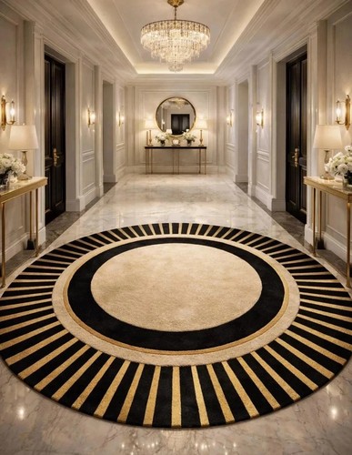 Hand tufted wool black - black, gold