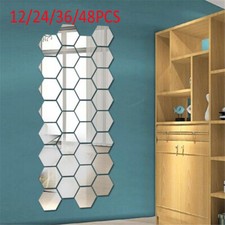 48pcs 3D Acrylic Mirror Tile Wall Sticker Self Adhesive Room Decor Stick on Wall