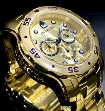 Invicta Men Pro Diver Scuba Chronograph Champagne Dial 18K Gold Plated Watch