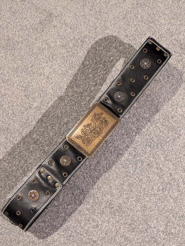 Leather studded belt - leather,