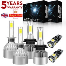 For ROVER MG ZR 2001-ON SET H7 H1 501 55W 6000K SUPER WHITE LED HEADLIGHT BULBS