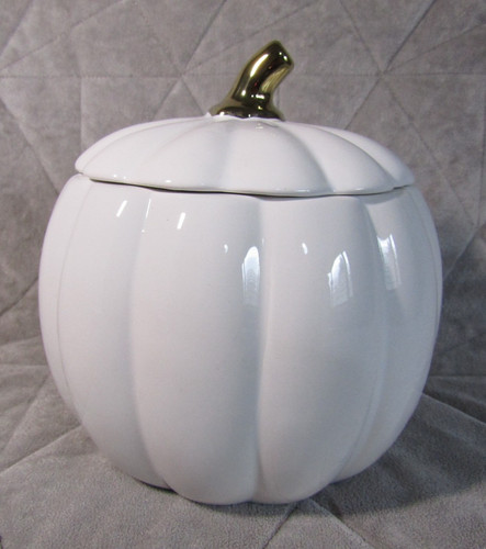 Ceramic white pumpkin shape - ceramic,