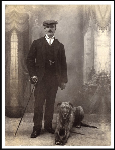 Lurcher man dog vintage - man,