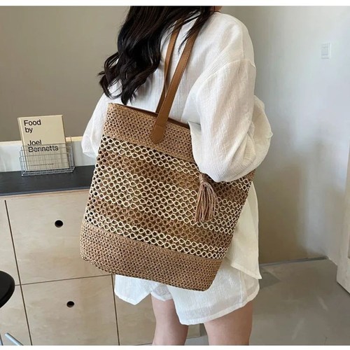 Women straw beach tote - beach, bag