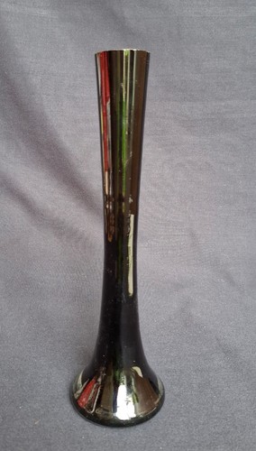 Black pottery tall slim flower - black,