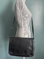 Claire Langford Black Vintage Leather Shoulder Bag Multiple Pockets