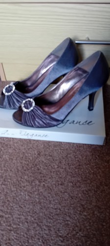 Grey satin open - open, heel