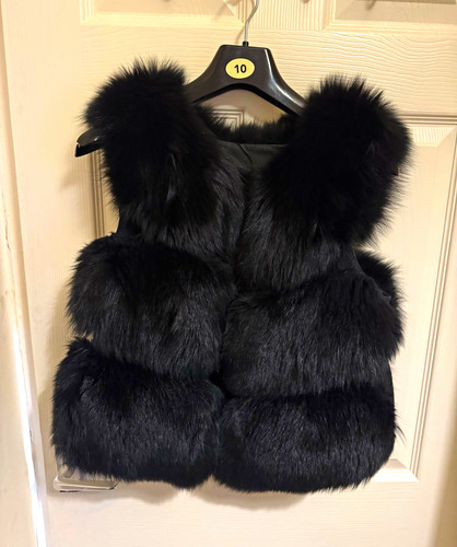 Womens black fox fur gilet - womens,