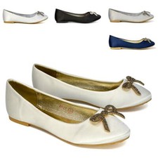 Womens Flat Bridal Satin Slip