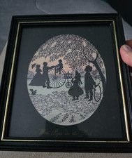 Enid Elliott Linder Framed Silhouette Art: with papa in the park