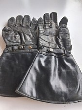 Vintage Mens Leather Motorcycle Gauntlet Gloves With Sheepskin Lining.