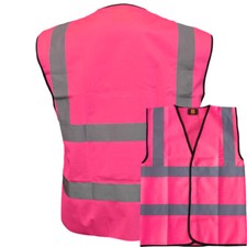 Pink Hi Vis Viz Vest High Visibility Reflective Waistcoat Safety Work Wear