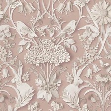 Fine Decor Dimensions Woodland Wallpaper 3D Animal Floral Damask Pink FD43607