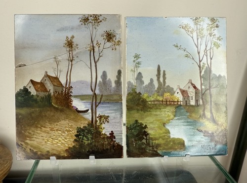 Pair painted porcelain - pair,