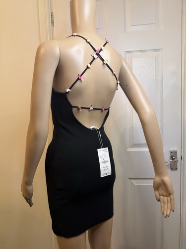 Zara black strappy backless - zara,