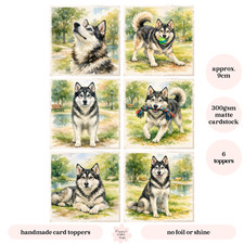 6 x Dog Card Toppers - Alaskan