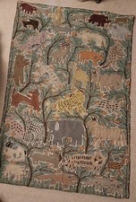 Large Vintage Indian Tapestry Wall Hanging Folk Art Rug Throw Antique Jungle