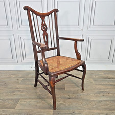 Antique Mahogany Elbow Chair - Cane Seat Armchair – Georgian / Edwardian Style
