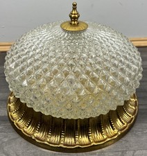 Vintage French Ceiling Light Crystal Glass & Metal Dome Shade LOT 4273