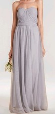 Birdy Grey Convertible Chiffon Long Maxi Gown Medium Gray Formal Dress Silver