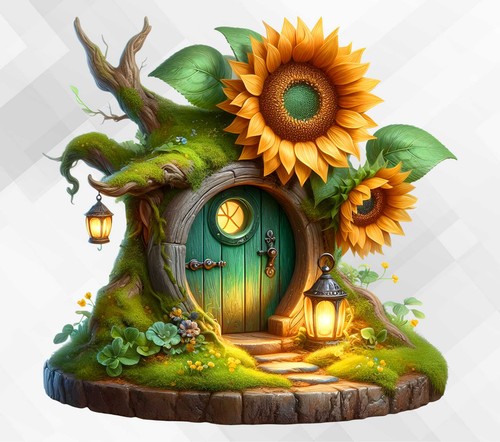 Hobbit house and sunflower - hobbit,