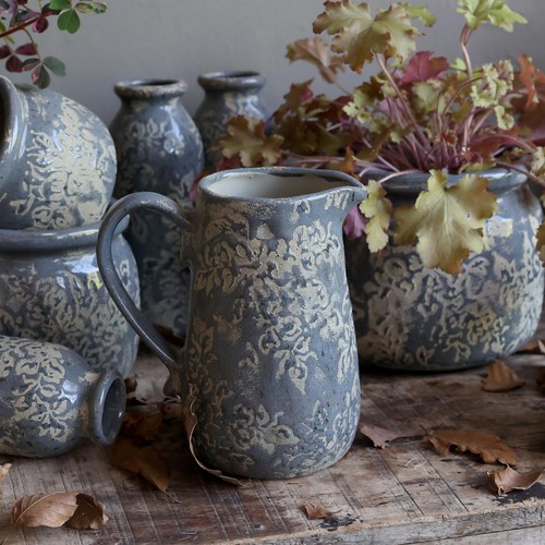 Blue floral jug - blue,
