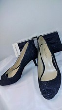 ROLAND CARTIER NAVY MIDNIGHT BLUE SHIMMER SHOES AND MATCHING BAG UK 7 40 SHIMMER