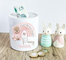 Personalised Money Box Cute Child Piggy Bank Child Keepsake Baby Gift Memento