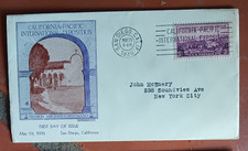 1935 CALIFORNIA EXPOSITION SAN DIEGO #773-7A MISSION CAPISTRANO GRANDY CACHT FDC