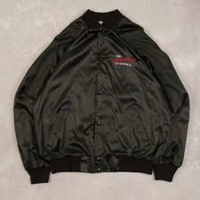 Vintage 80s Chevrolet Satin Bomber Jacket L Men's Black Embroidered