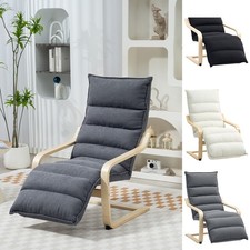 Birch Wood Lounge Chair, Upholstered Velvet Chair with Footrest