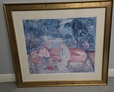 Barbara A Wood Signed (77/470) Framed Abstract  Print *The Red Couch sz 27"x 30"