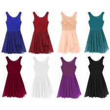 Women Lyrical Ballet Dance Dress Leotard Skirt Contemporary Chiffon Skirted UK