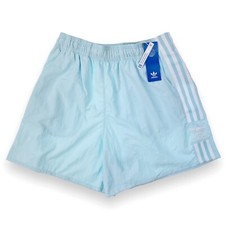 Adidas Originals 3 Stripes Women's Adicolor Trefoil Baby Blue Shorts New RRP £29