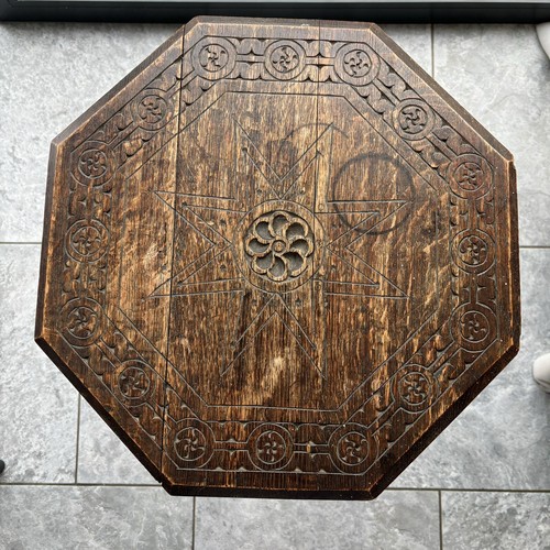 Oak carved hexagon side - side, table